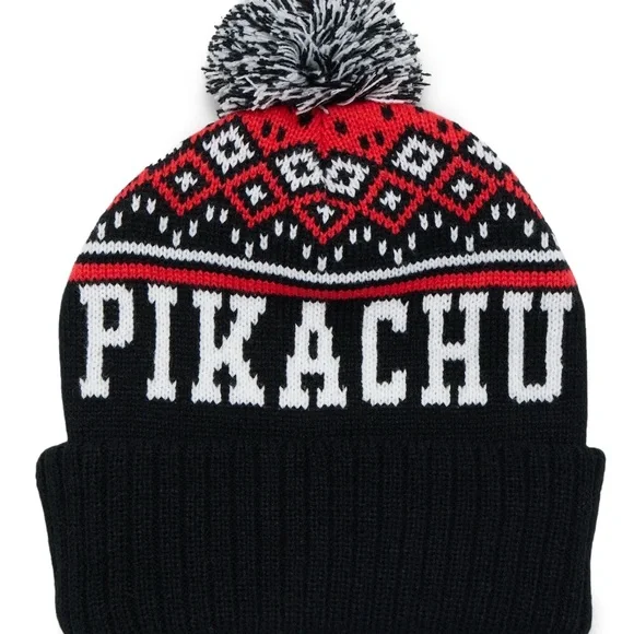 Pikachu Women’s Winter Beanie - Black and Red - Picture 2 of 4